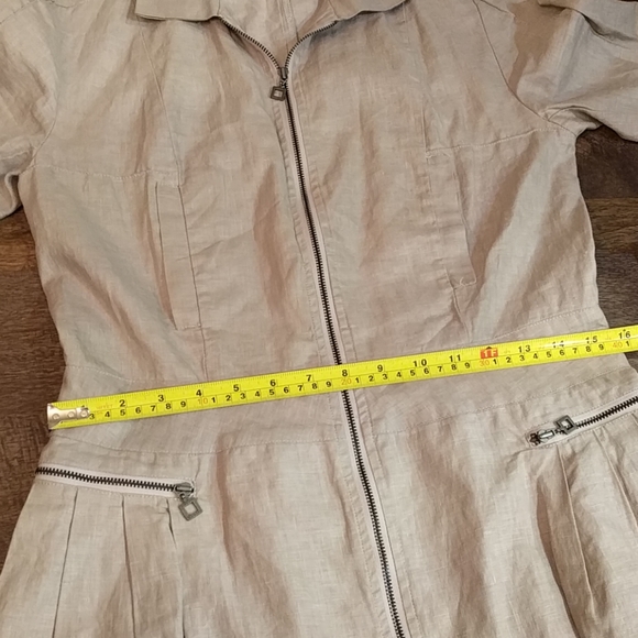 Sarah Pacini beige / tan coated linen jacket - Picture 6 of 7